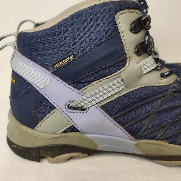 Keen women Marshall mid waterproof cushion collar hiking boot blue+grey Sz 7 - Picture 3 of 16